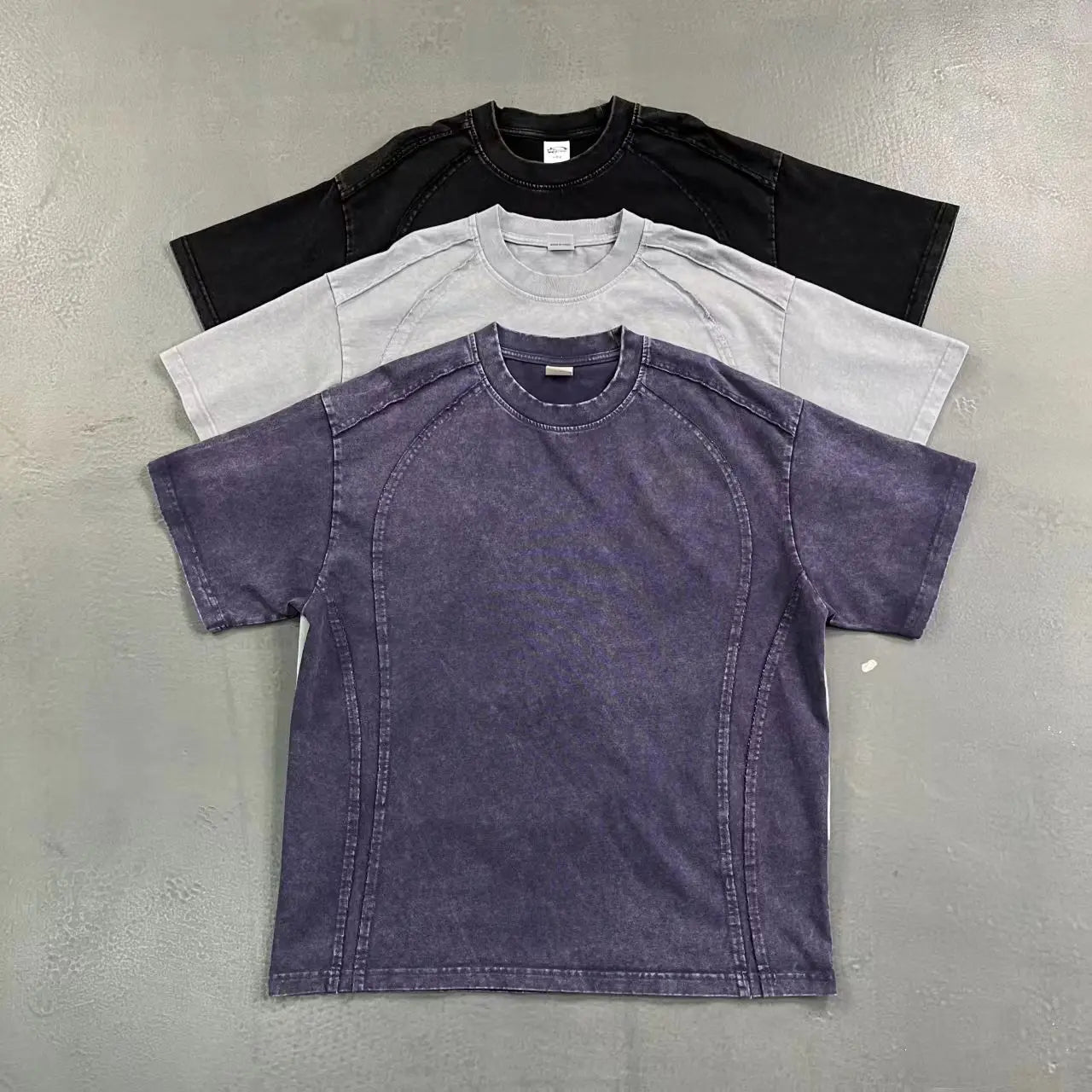 Custom Vintage Washed T Shirt Manufacturer Men 100%Cotton 265G Oversized Fit T-shirt O-Neck Retro Vintage Distressed T-shirt