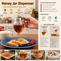 Custom Logo Wholesale Easy Pour Easy Refill Honey Jar Dispenser OEM ODM Reusable Food Grade Honey Syrup Container for Kitchen