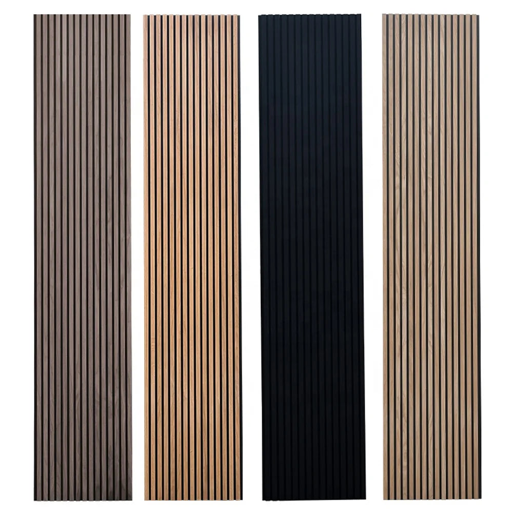Wall and Ceiling Soundproof Slats Laminated Pet Wooden Veneer Oak Acoustic Slat Wood Wall Panels Sound Proof Material