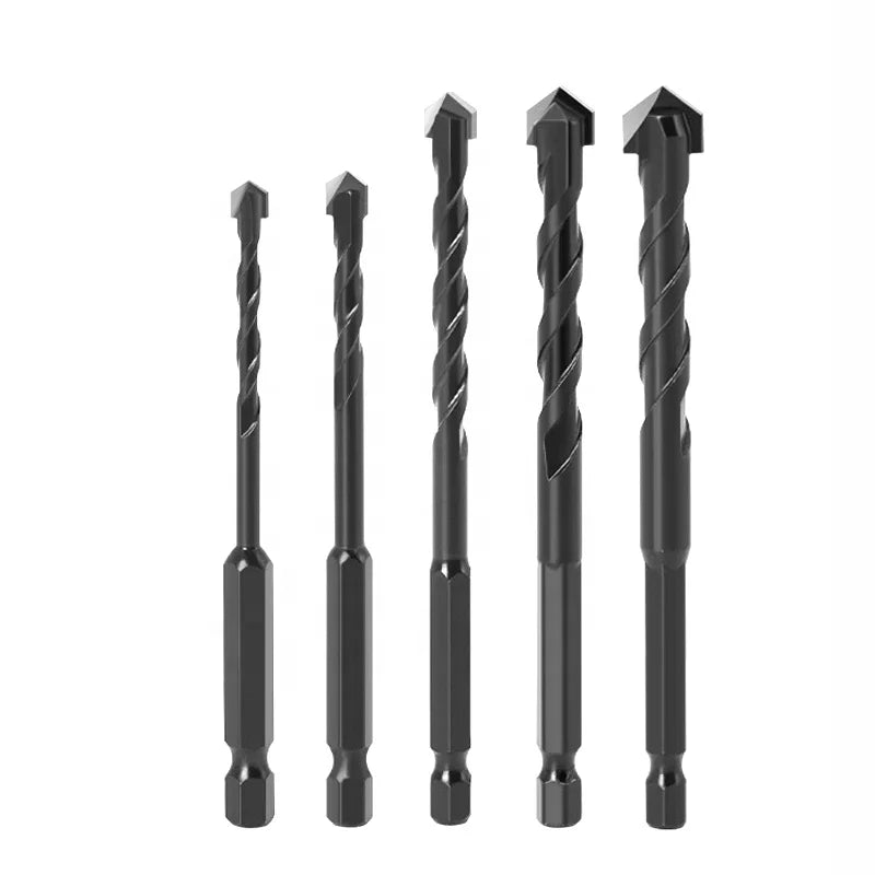 1/4in Hex Shank Carbide Tipped Black Oxide Tile Drill Bits Set for Glass Ceramic and Tile Drilling