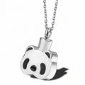 Memorial Pet Bear Urn Necklace with Lovely Panda Design Perfume Bottle Titanium Steel Sweater Pendant for Men and Women
