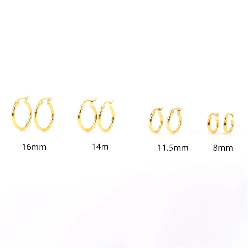 Fashion Jewelry 925 Sterling Silver Minimalist Earrings Simple Chic Punk Big Round Plain Gold Plated Hoop Earrings Women