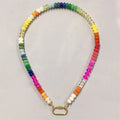 Stainless Steel Boho Style18k Gold rainbow Colorful Beaded Choker Necklace