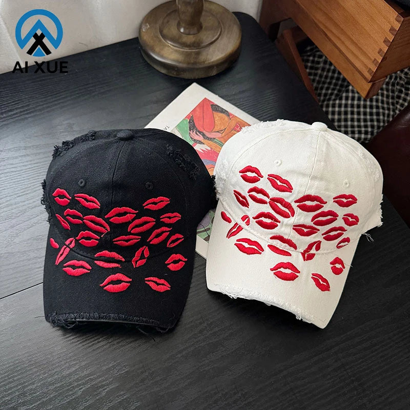 Custom Embroidery Logo 6 Panel Baseball Caps High Mid Profile Low Crown Curved Brim K a Frame Lip Kiss Snapback Hats