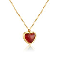 JOYFFO Women's Silver Red Carnelian Heart Necklace Valentine's Day Birthday Wedding Gifts Pearl Jewelry for Girls