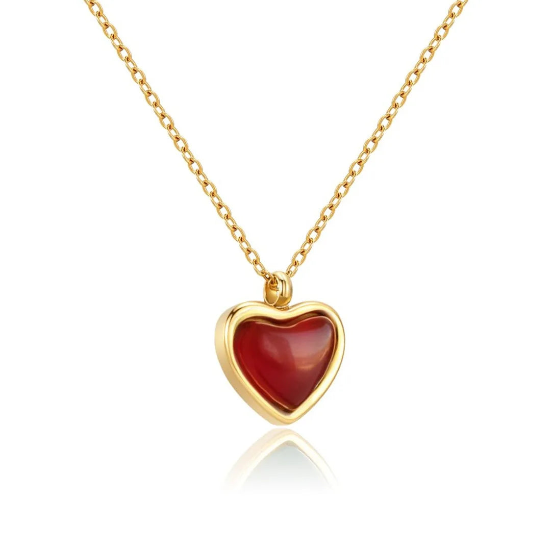 JOYFFO Women's Silver Red Carnelian Heart Necklace Valentine's Day Birthday Wedding Gifts Pearl Jewelry for Girls