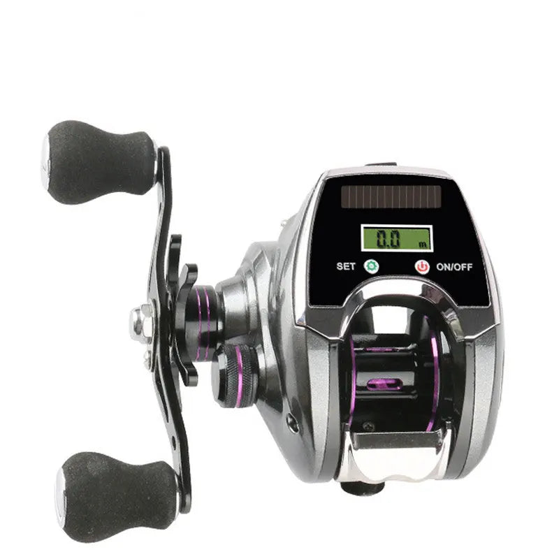 Solar Charging Electronic Counting Display 6+1BB Baitcaster Reel 8.0:1 Gear Ratio 10kg Drag Baitcasting Fishing Reel