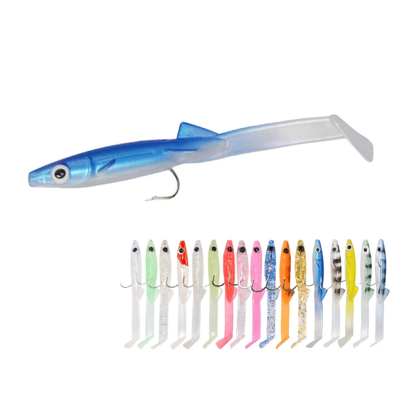 Quality 70mm 1.5g T Tail Sand Eel Fishing Lure Top 8pcs Soft Sea Eel Bait for Freshwater Fish for Ocean Boat River Fishing