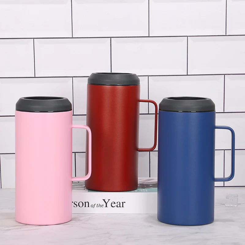 Chemical-Resistant Powder Coating Double Wall 40oz Stainless Steel Beer Bucket Insulated Can Cooler Holder with Handle