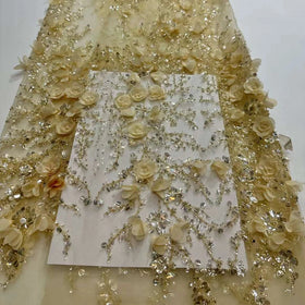 Wholesale 3d African Wedding Gold Lace Fabric