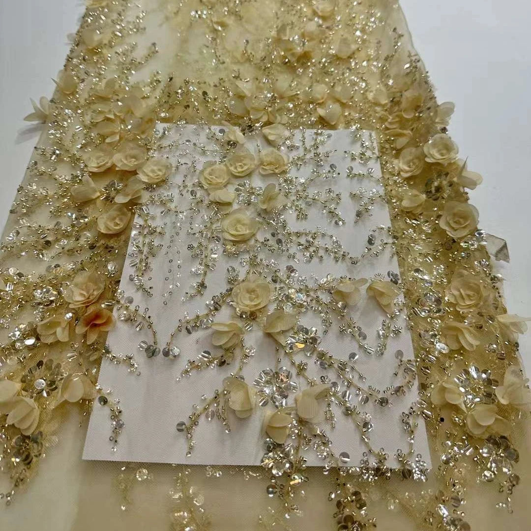 Wholesale 3d African Wedding Gold Lace Fabric