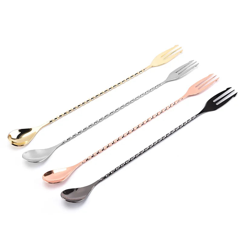 Bartender Stainless Steel Whiskey Cocktail Spoon Metal Bar Spoons for Stirring and Mixing Drinks