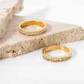 New Fashion Junlu Jewelry Stainless Steel Gold Plated Geometric Engagement Ring Iced CZ Cubic Zirconia Wedding Jewelry Trendy