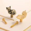 Brass Doorknob Lazy Cat Copper Handle Cabinet Metal Copper Handle