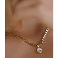 JOOLIM High End Stainless Steel Oval Zirconia Pendant Necklace 18K Gold Plated Jewelry Wholesale Tarnish Free