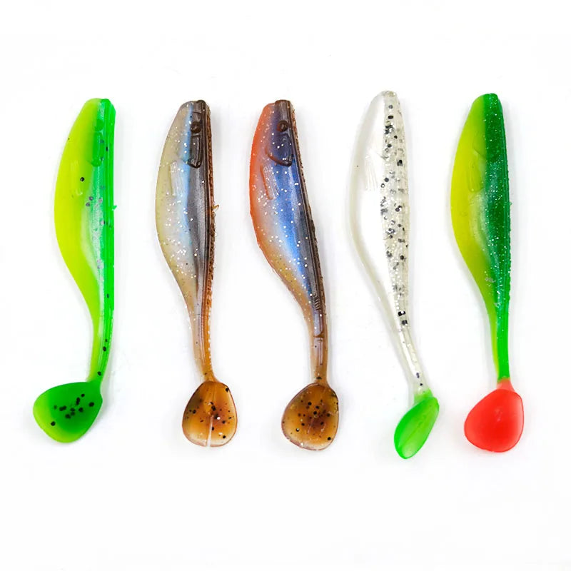 Alpha  High Quality 4g 8cm 5Colors Soft Plastic Fishing Lure T Tail Soft Bait Paddle Tail Soft Plastics Lure