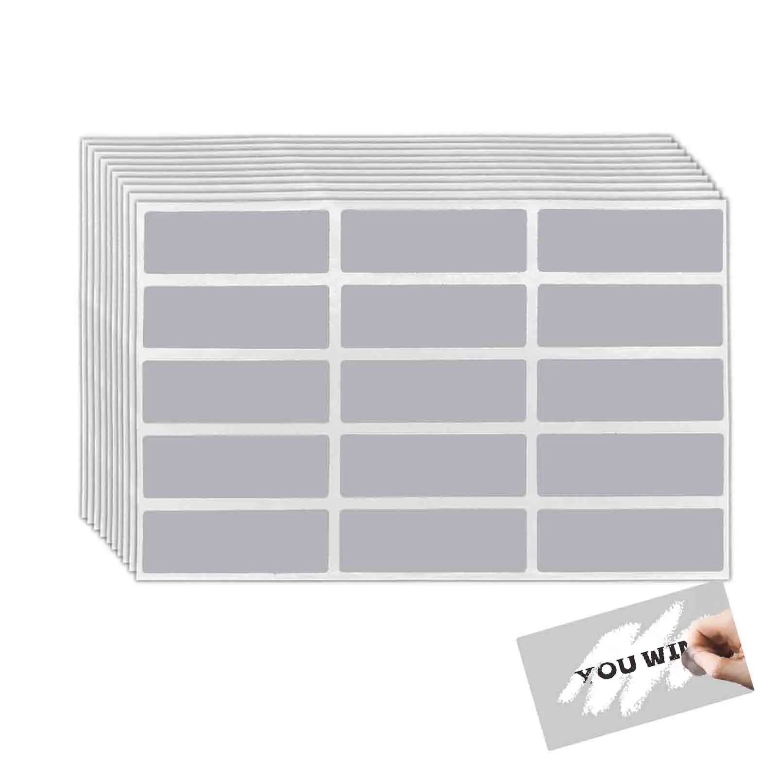 Bulk 15*48mm Grey Rectangle Scratch-off Stickers Family Games Wedding Planning Surprise Tags Packaging Labels
