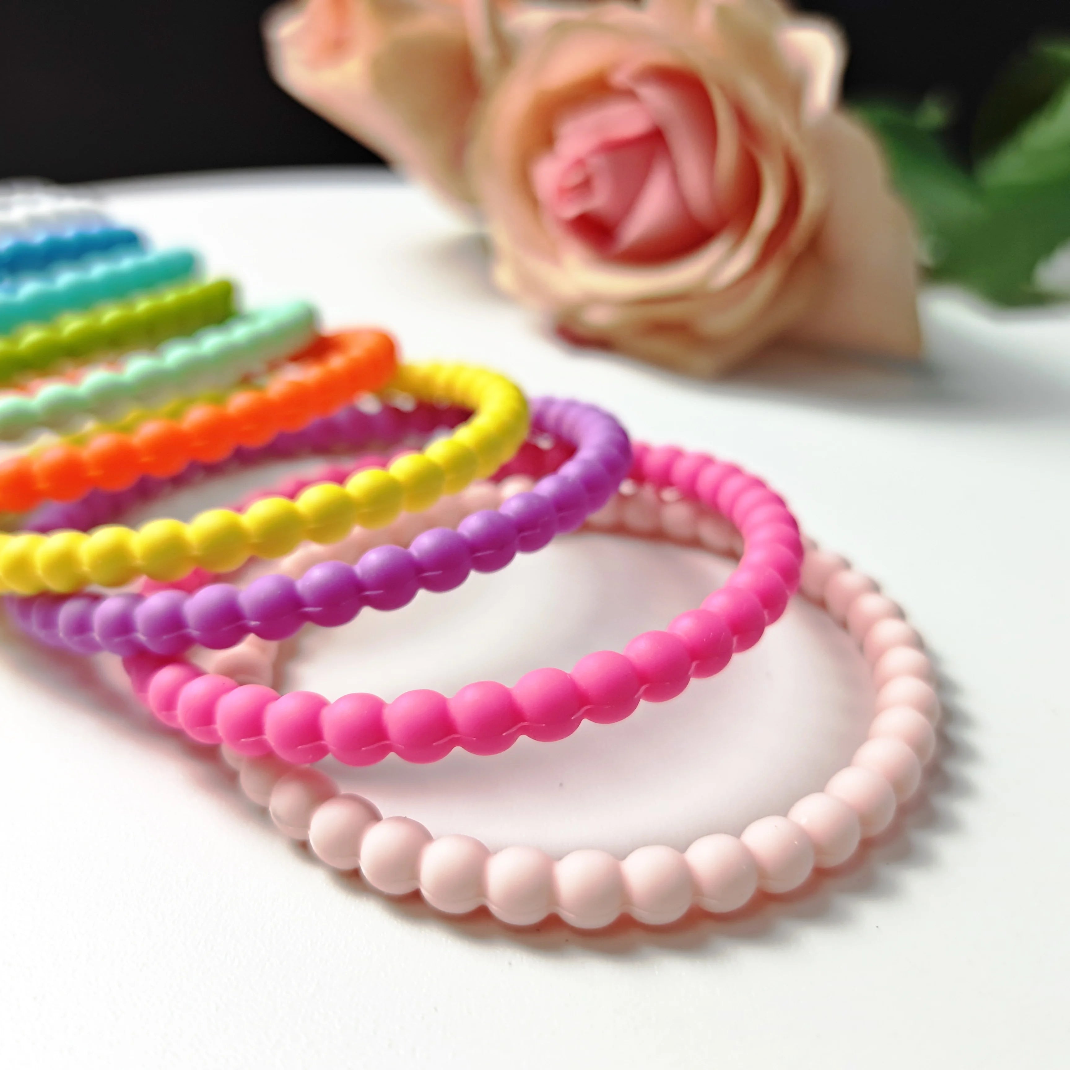 New Design 50 mm Bead  Bangle Bracelet Stackable Silicone Bracelet
