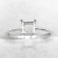 Sterling Silver 5*5/6*6/8*8mm Semi Mount Ring Square Shape Empty Frame Blank Setting Base Without Center Stone for Inlay DIY