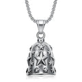 New Arrival 316 Stainless Steel Vintage Silver Star Shape Motorcycle Biker Key Ring Bell Pendants Necklaces