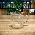 Hot Selling Eco-Friendly Handmade Clear Vertical Stripe High Borosilicate Glass Milk Pitcher Handle Classic Style Coffee Tea