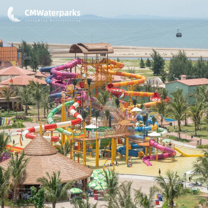 Water park fun entertainment equipment that makes people happy double raft slide