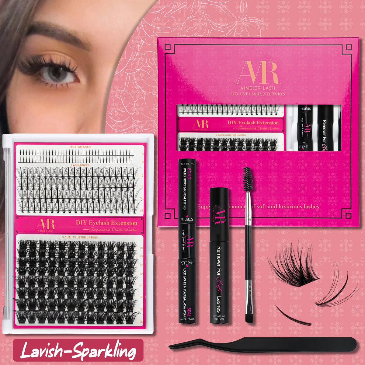 US Local Stock Eye Lash Cluster DIY Individual Lash Cluster Kit C Curl Eyelash Clusters Extensions Kit MegaBDM