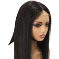 Pre Plucked HD for Lace Front Wig with Adjustable Straps Baby Hair 130% Density Remy Human Hair Natural Black Bob Blunt Wig