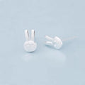 Cute Creative Silver Joker Christmas Earrings Small Fresh Rabbit Brushed Simple Plain Silver Jewelry for Weddings Wholesale