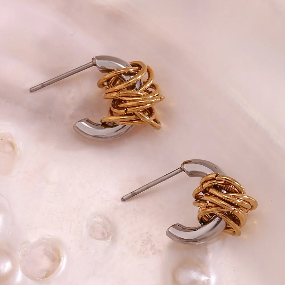 Guarantee Dreamshow Dainty Pendientes Twine Stud Earring Tarnish Free Aretes De Mujer Waterproof Stainless Steel Jewelry
