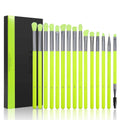Professional 15Pcs Neon Green Makeup Brush Kit Blending Concealer Eyebrow Synthetic Makeup Brushes With Case Makeup Brush Set