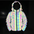 Bubble Bomber Reflective Shiny Padding Winter Thick Men 100% Polyester Shell Filling rainbow Color Puffer Unisex Hooded Jacket