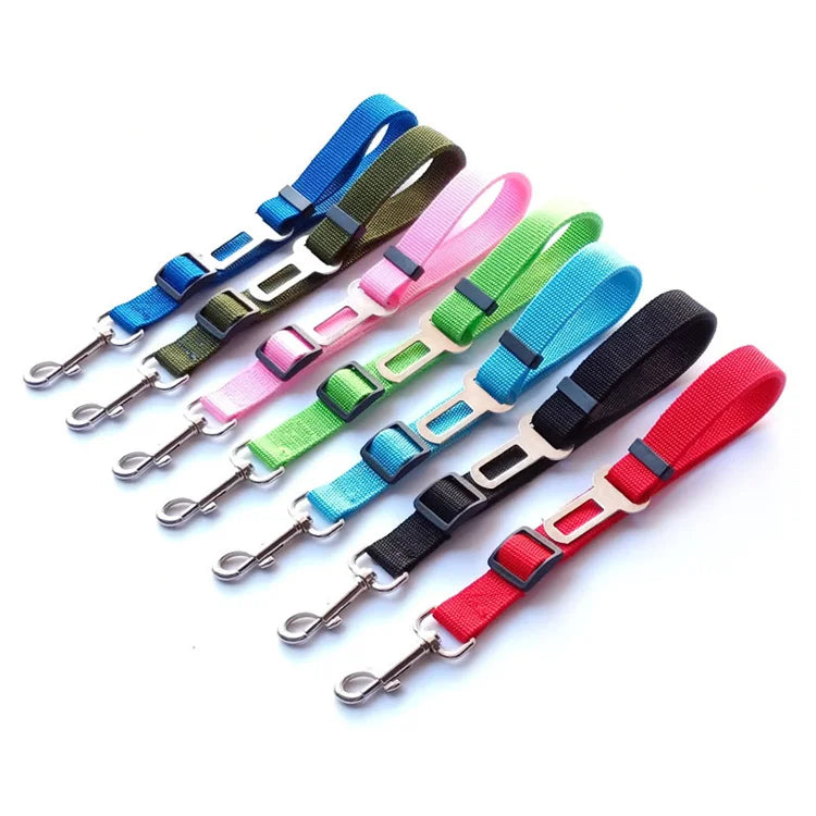 Factory Supply Multi-colors Pet Dog Cat Car Seat Belt Dog Accessories Safety Adjustable Nylon Dog Car Seat Belt
