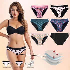 Evenyoung Teenager 6 Types of Printed 4 Layer High Absorbent Leak Proof Period Panties Full Protective Girls Menstrual Briefs