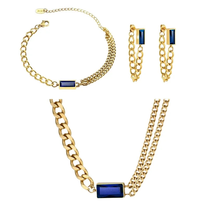 Fashion Simple Fashion square Diamond Set Light Luxury Pendant Necklace