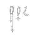Wholesale Moon Star Earrings Copper Zircon Jewelry Sets Hoop Stud Earring for Women Jewelry