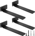 8 Inch Rustic Industrial Black Metal Wall Shelf Bracket Hidden Shelves Hardware L Bracket Supports