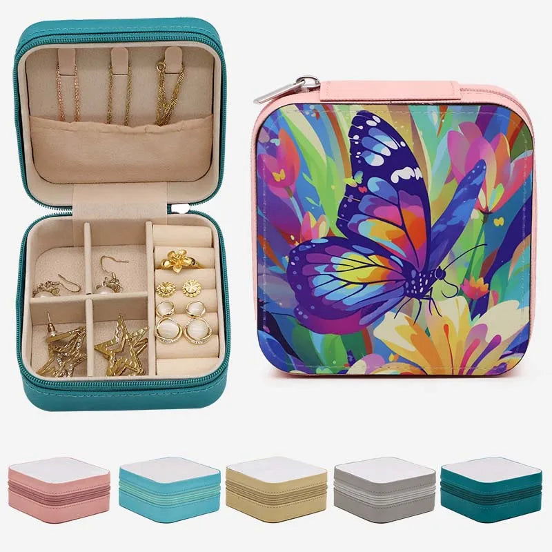 Luxury PU Leather Sublimation Jewelry Storage Box for Women Vintage Blank Sublimation Jewelry Organizer Box