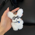 Kawaii Sunglasses Glasses Pilot Rabbit Bunny Plush KeyChains Toys Cute Cool Heart Stuffed Animal Rabbit Plushie 3D Doll Keychain