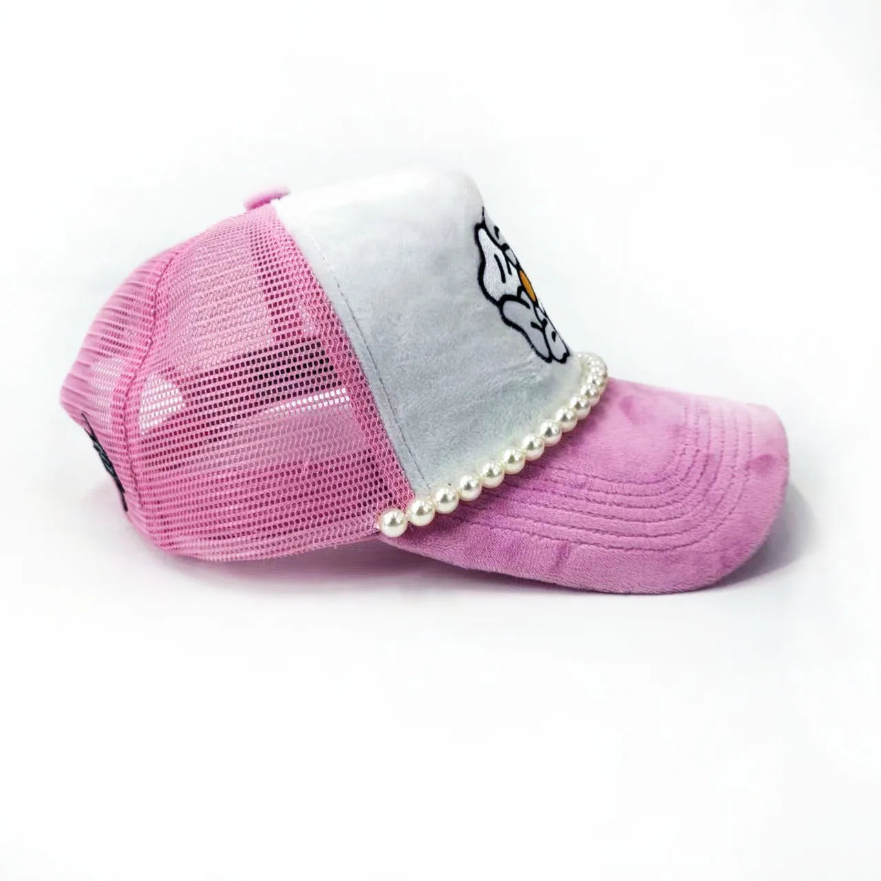 Pearl on Brim pink Sunshade Floral Sports Caps Gorros Adjustable Embroidered logo Trucker Hats Snapback Pearl Trucker Cap
