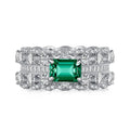 Premium Double Row Hollow Full Diamond Zircon Ring S925 Sterling Silver Emerald Diamond Ring for Women Girls