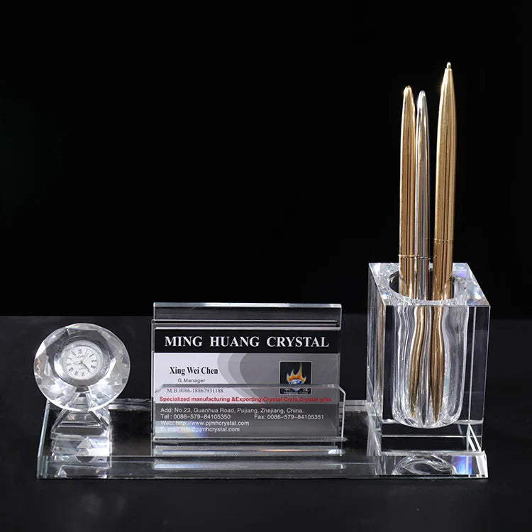 Crystal Pen Holder Office Desk Stationery