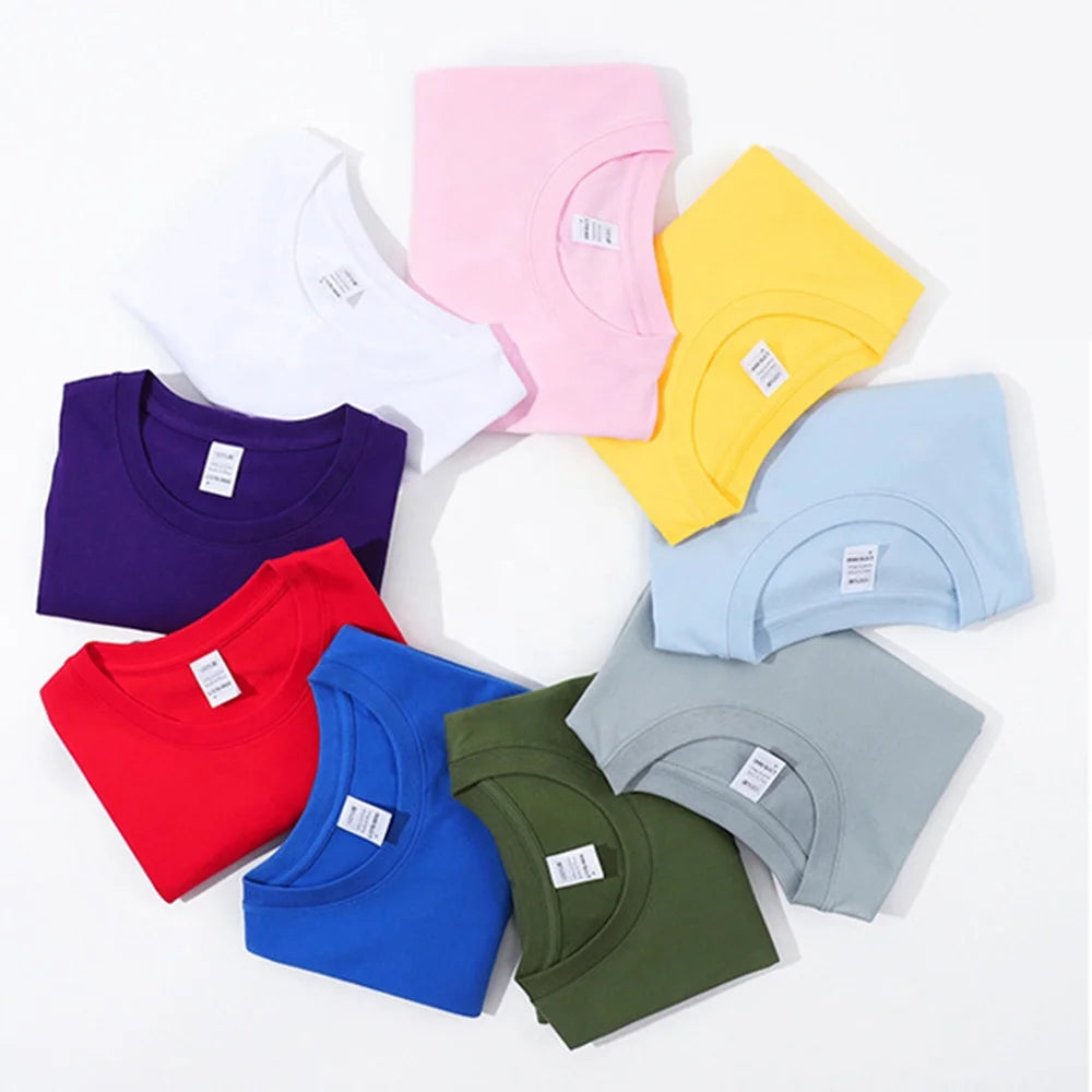 Custom Logo Heavyweight 100% Organic Cotton Unisex Plain T-Shirt High Quality Blank Working Clothes for Men Women Solid Pattern