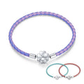 925 Sterling Silver Lucky Bracelet Three Color Real Leather Bracelet Clover European for Women DIY Fine Jewelry SCB214