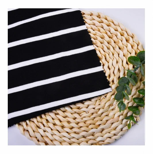 Factory Wholesale Custom Black White T/R Spandex Stripes Knitted Yarn Dyed Jacquard Fabrics