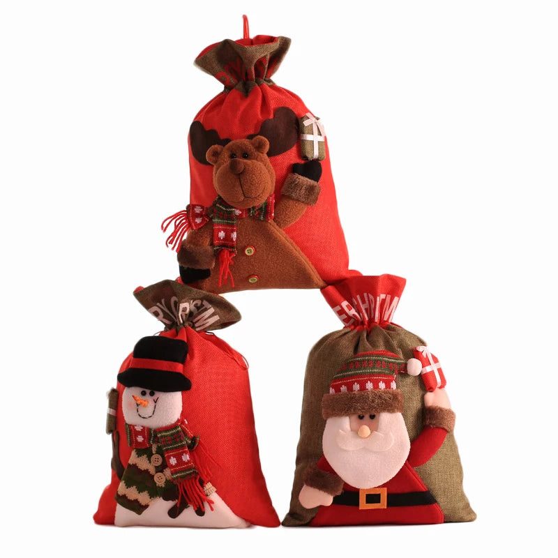 3D Visual and Cute Party Christmas Gift Bag Christmas Santa Back Bag