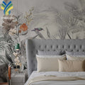 Custom Printing Tropical Floral Flower Fabric Wall Papers Office Hotel Decorative 3D Mural Wallpaper
