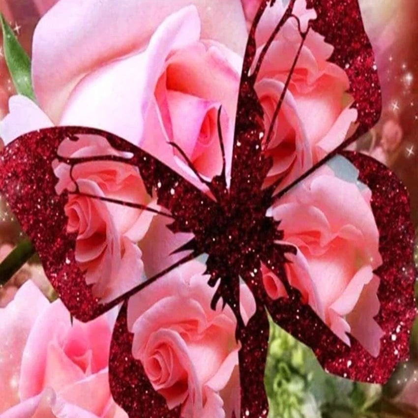Chenistory Diamond Painting Cross Stitch Butterfly 5D DIY Diamond Embroidery Full Round square for Home Decor