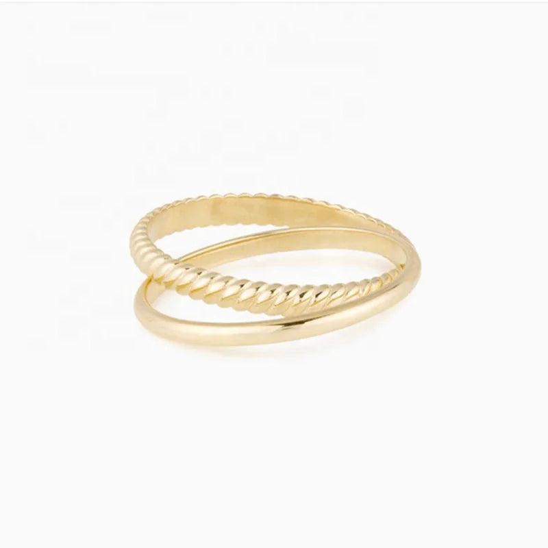 Stainless Steel Braided Twisted 2 Cross Rings for Women