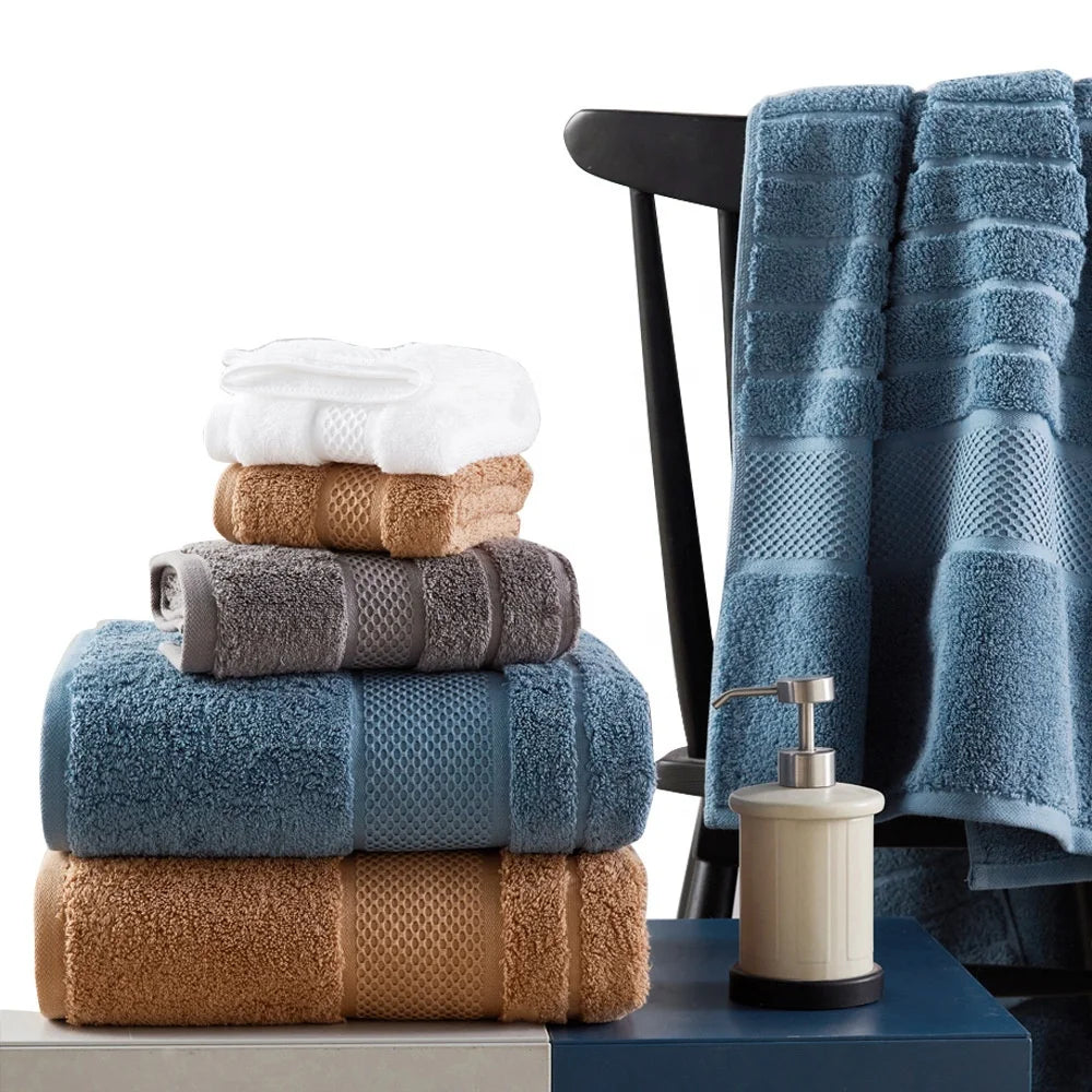 Luxury Wholesale 100% Cotton Soft Bath Shower Spa Bathroom Towel 3pcs Set